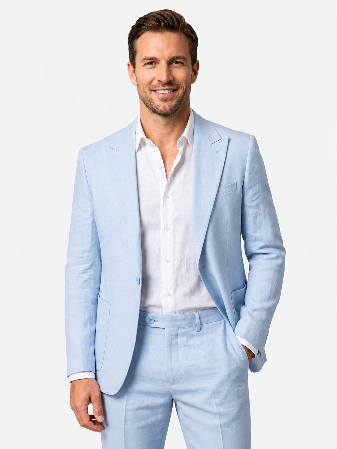 Men’s Linen Suit Lightweight Breathable Summer Wedding