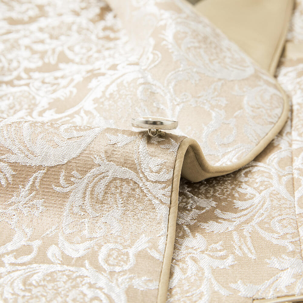 Men's 3 Piece Vintage Style Gold Damask Jacquard Suit