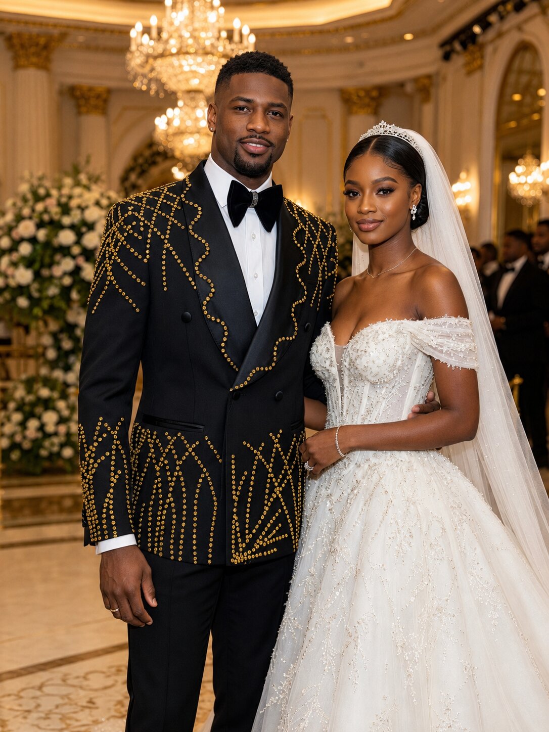 Black Gold Rhinestone Double-Breasted Tuxedo