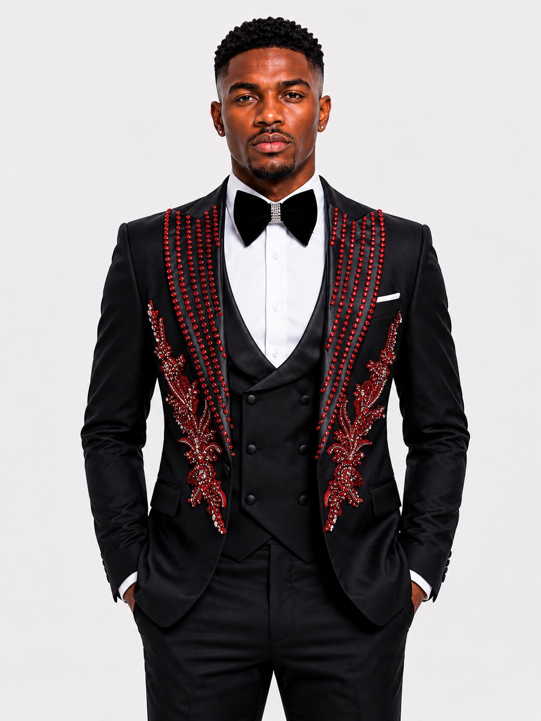 red and black dress suit Rhinestone 3 Piece Sweetheart Neckline Corset Bodice SCV021327_G and style with every Color:07
