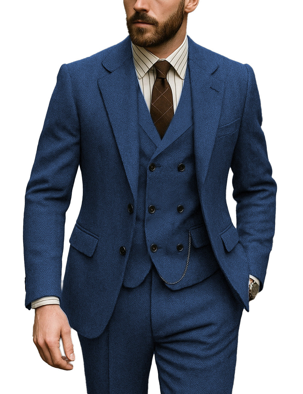 Men's Tweed Herringbone 3 Piece Suit Vintage Style