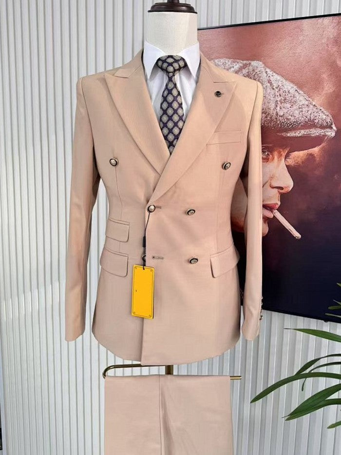 Men's Champagne Double Breasted Suit