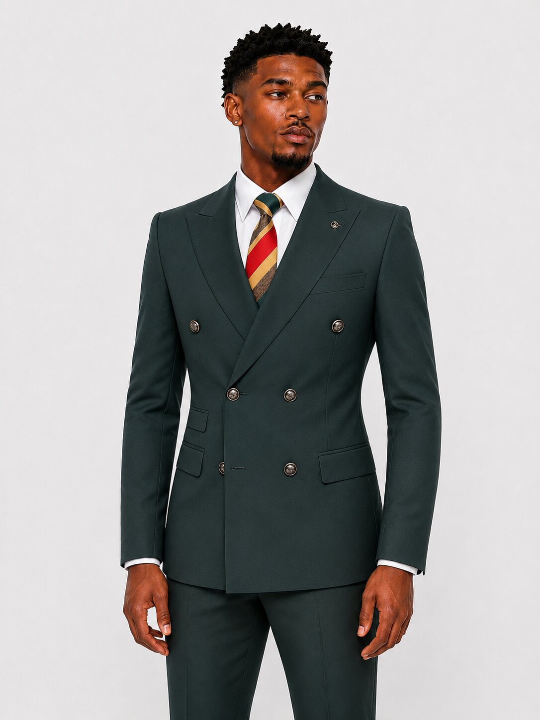 Men's Peak Lapel Double Breasted Suit