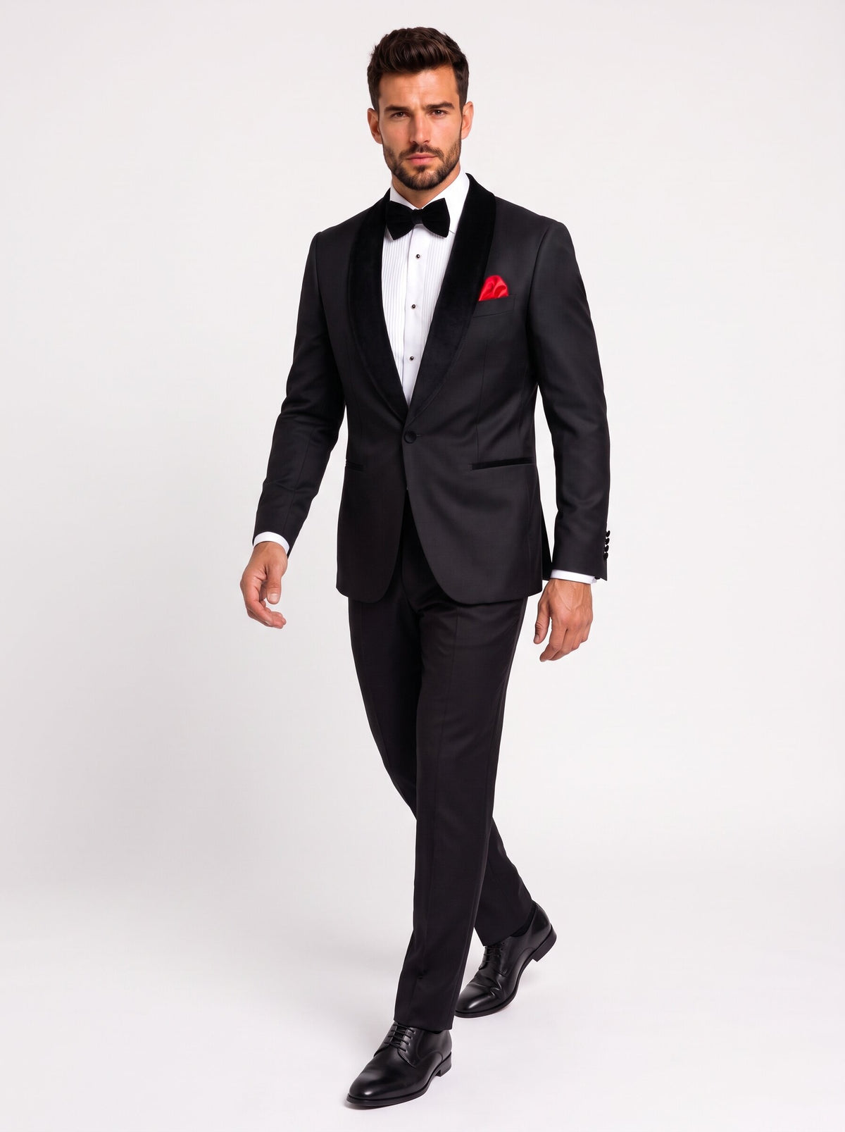 Men’s Black Tuxedo with Velvet Shawl Lapel for Weddings & Prom