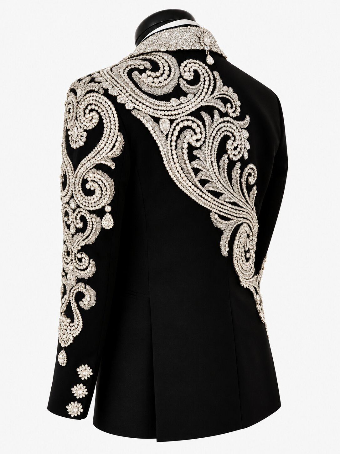 Men’s Black Rhinestone Embellished 3-Piece Tuxedo Suit