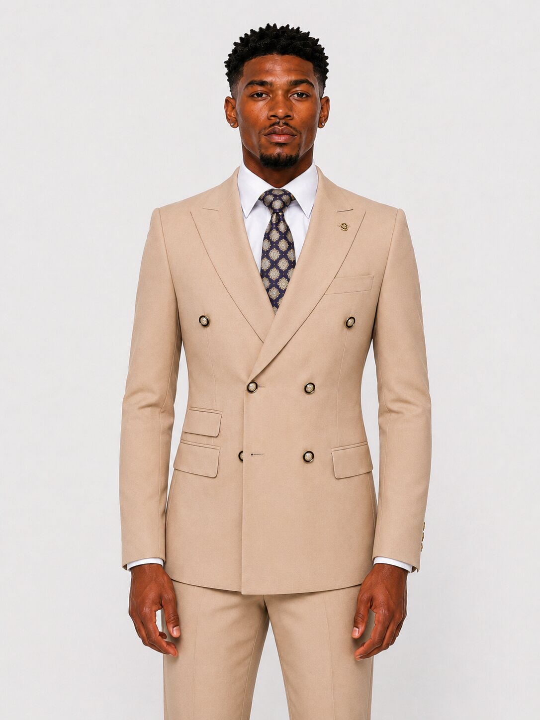 Men's Champagne Double Breasted Suit