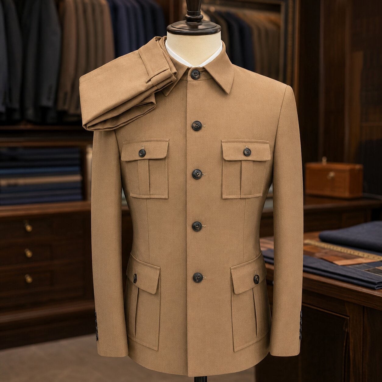 Men’s 2 Piece Safari Suit Long Sleeves