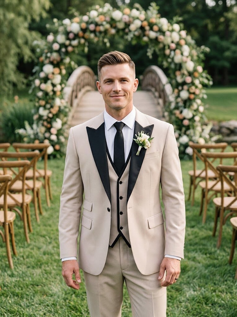 Men’s 3 Piece Tuxedo Wedding Groom Suit