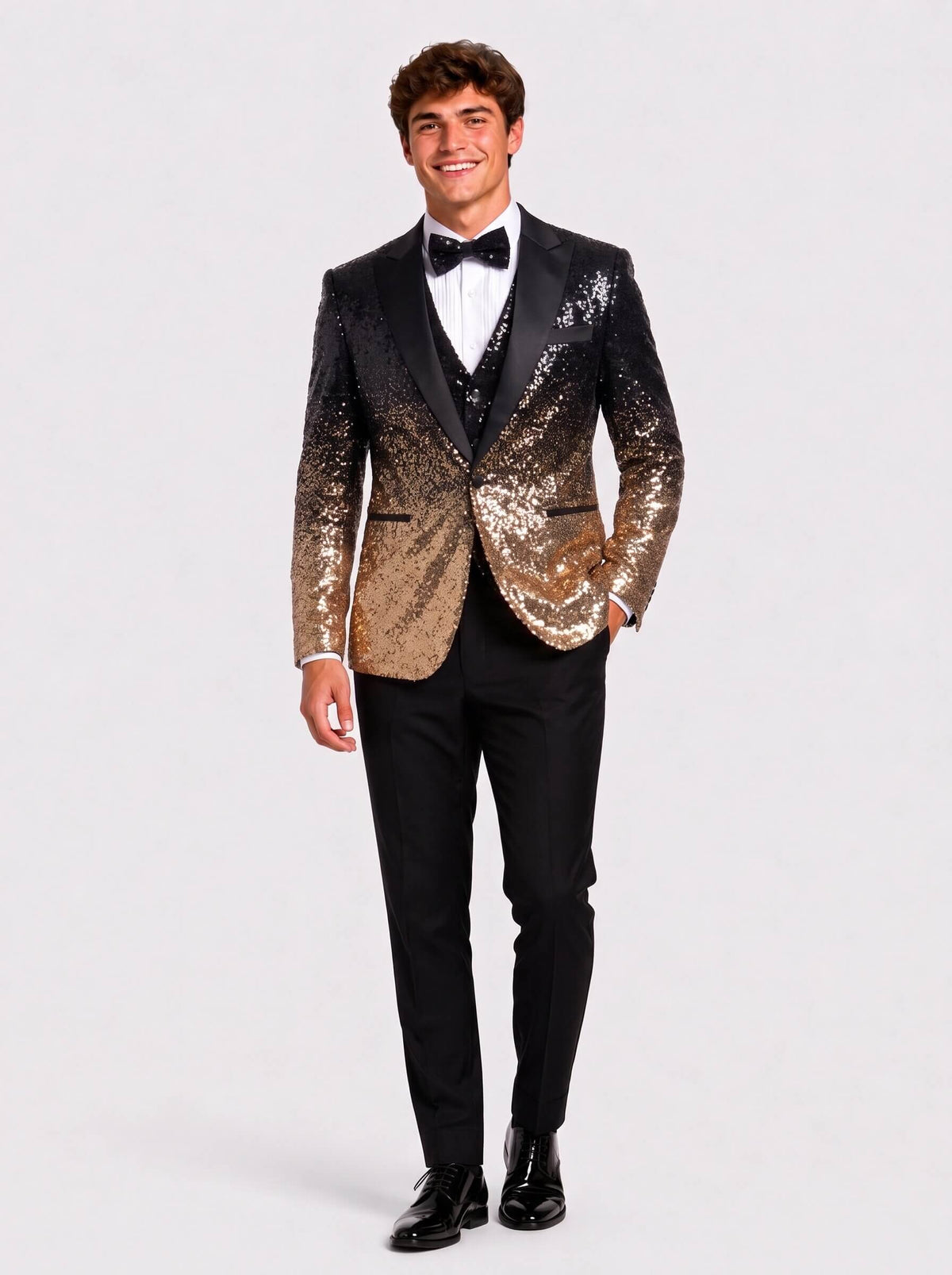 Men's 3 Piece Sequin Gold Gradient