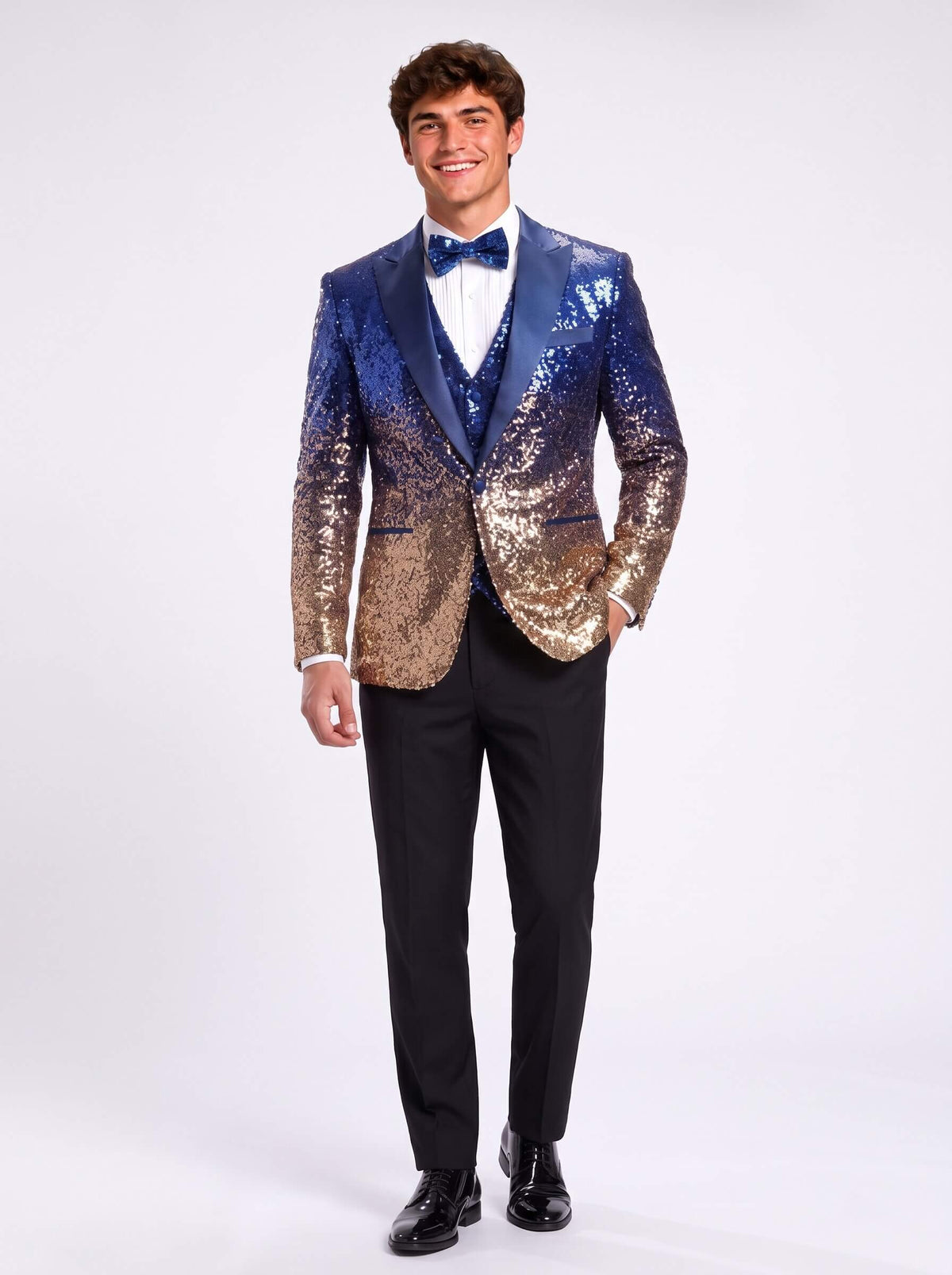 Men's 3 Piece Sequin Gold Gradient