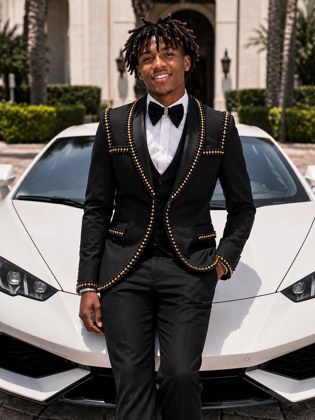 Men’s Beaded Black Prom Tuxedo Suit