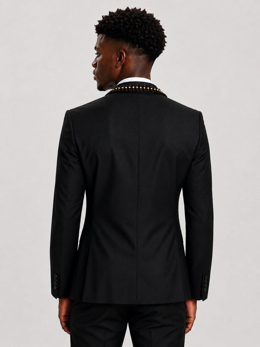 Men’s Beaded Black Prom Tuxedo Suit