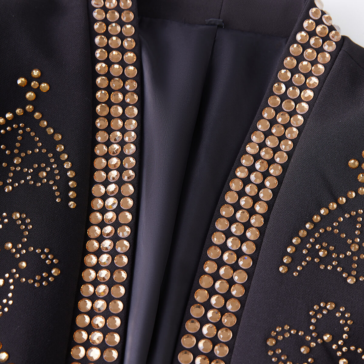 Mens Black Gold Geometric Rhinestone Stage Jacket for male musicians