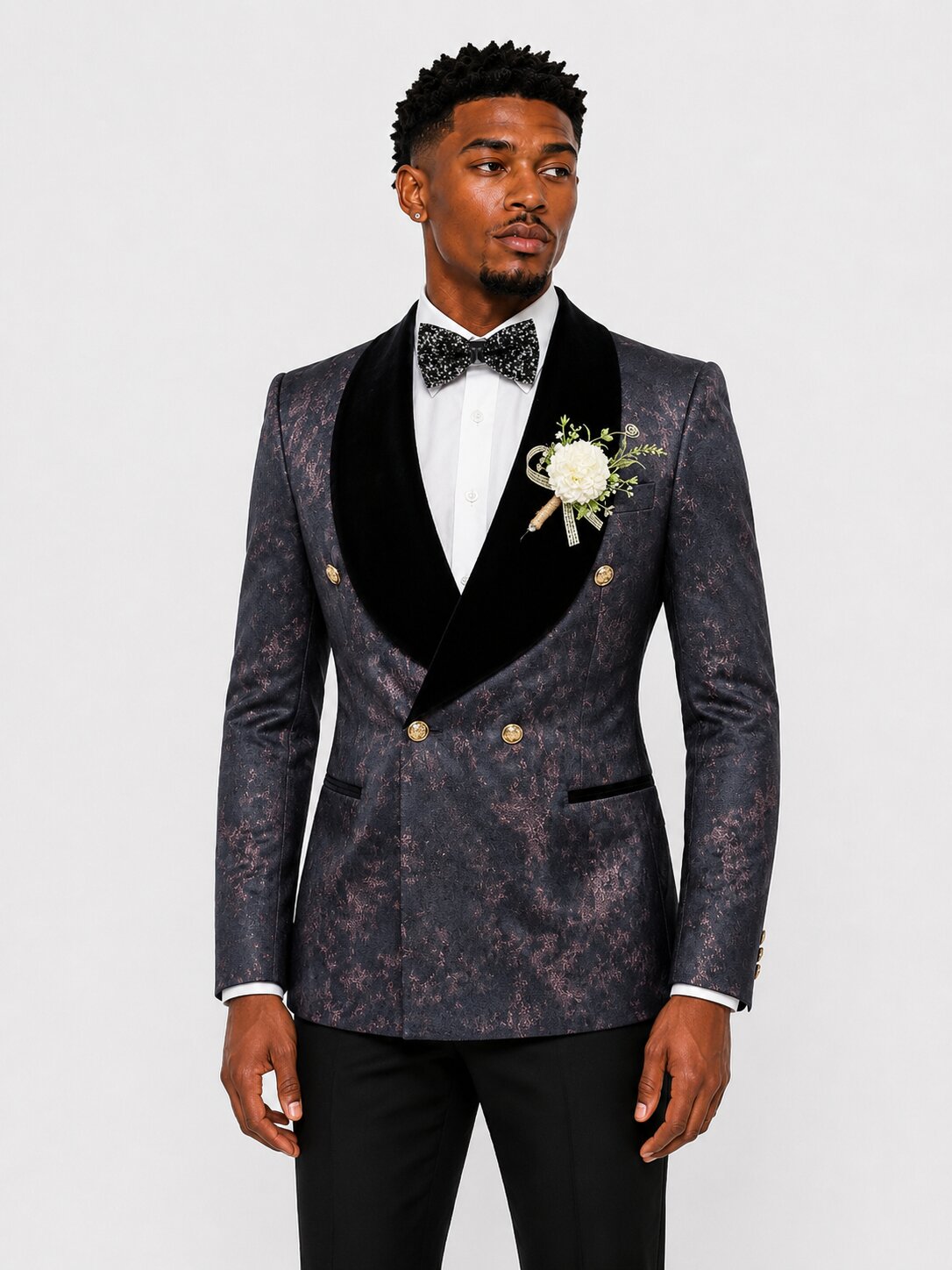 Men's Jacquard Double Breasted Tuxedo Suit