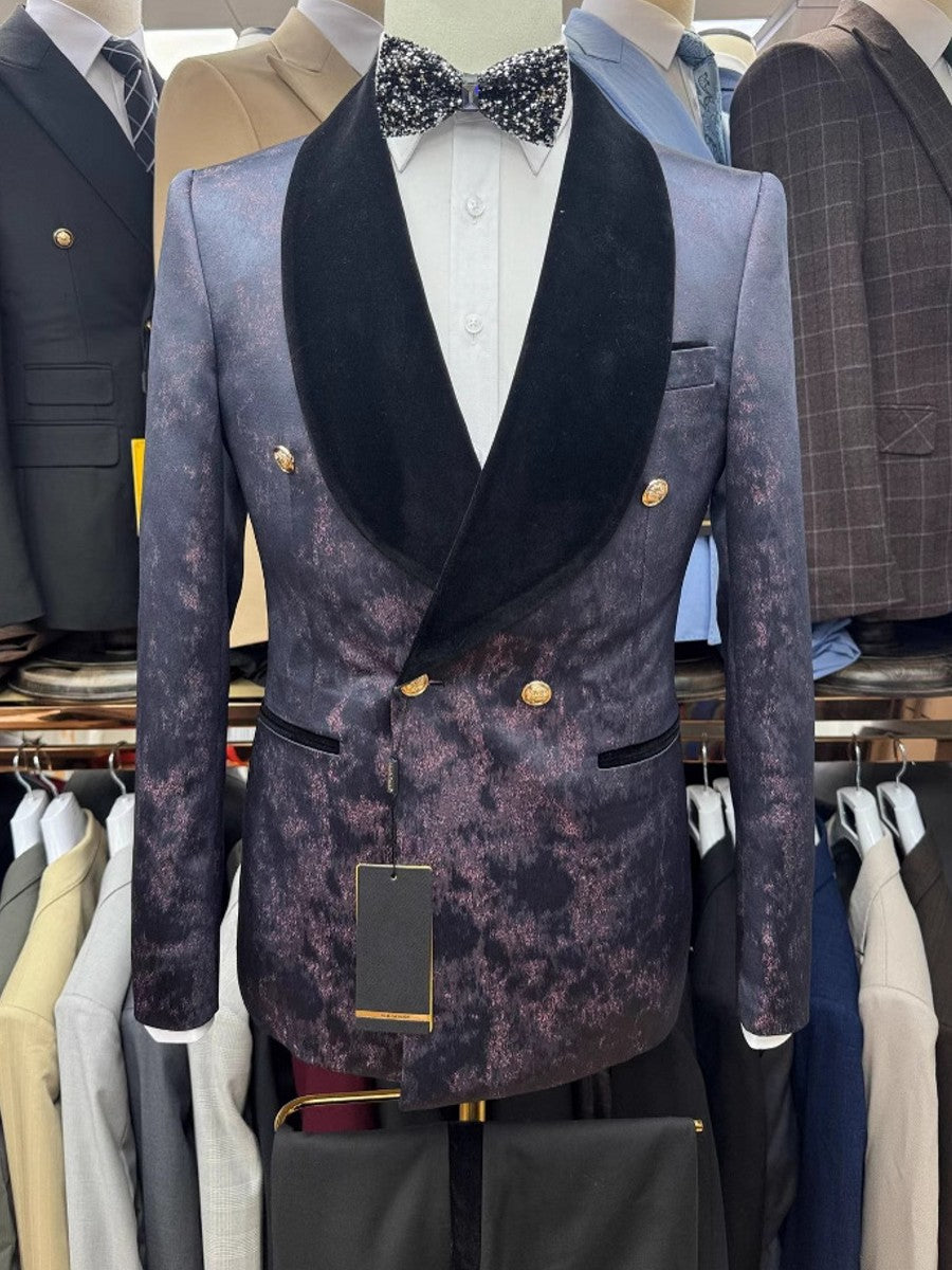 Men's Jacquard Double Breasted Tuxedo Suit