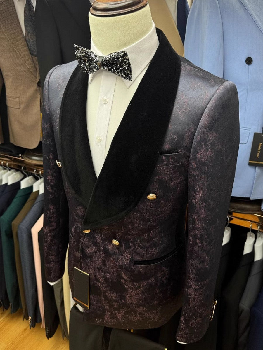 Men's Jacquard Double Breasted Tuxedo Suit