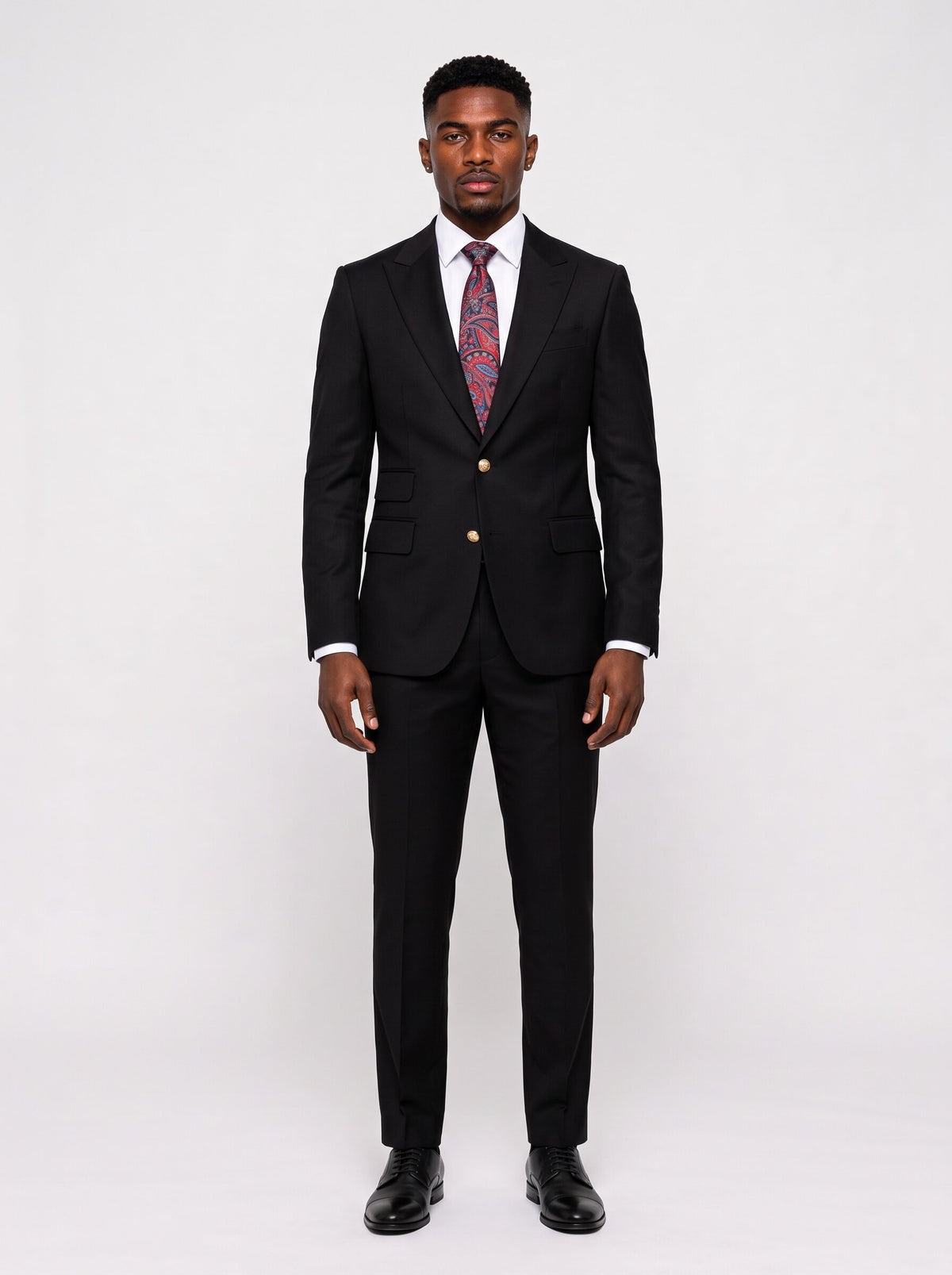 Men’s Notch Lapel 2 Piece Suit with Gold Buttons