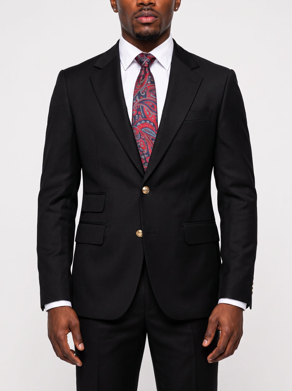 Men’s Notch Lapel 2 Piece Suit with Gold Buttons