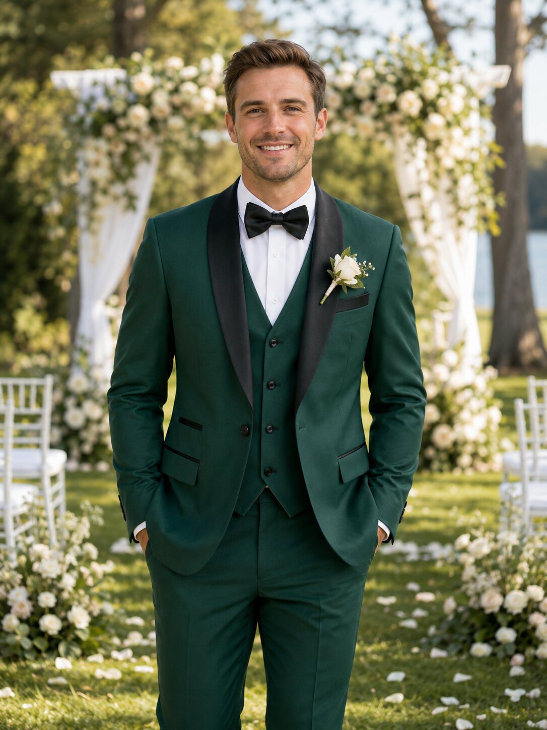 Men's Black Shawl Lapel 3 Piece Tuxedo