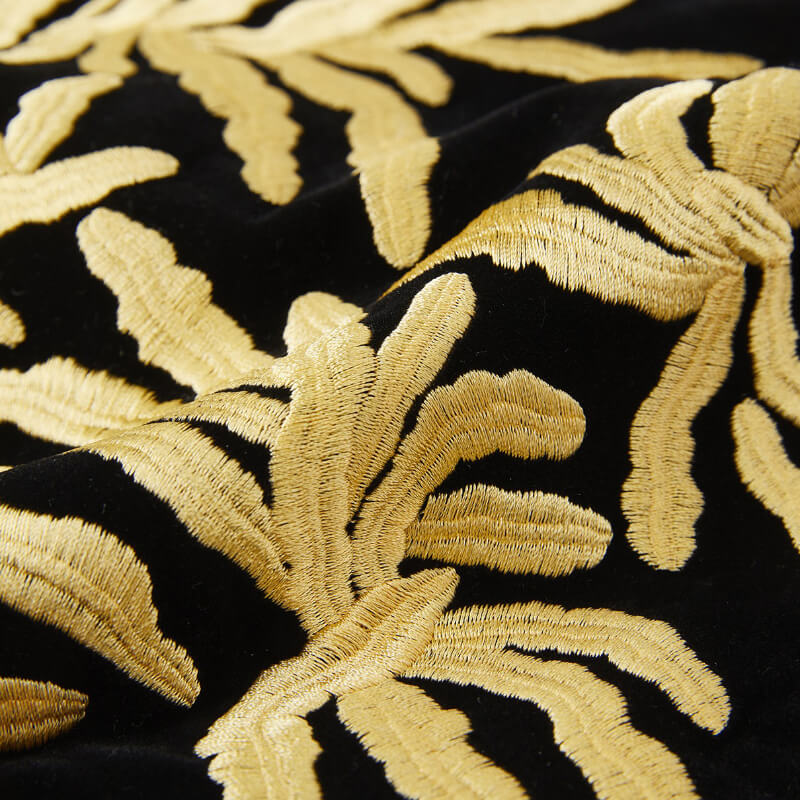 Men’s Black Velvet Blazer with Yellow Gold Leaf Embroidery