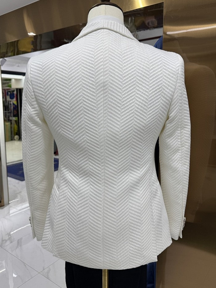 Men's Chevron Textured Shawl Lapel 3 Piece Tuxedo