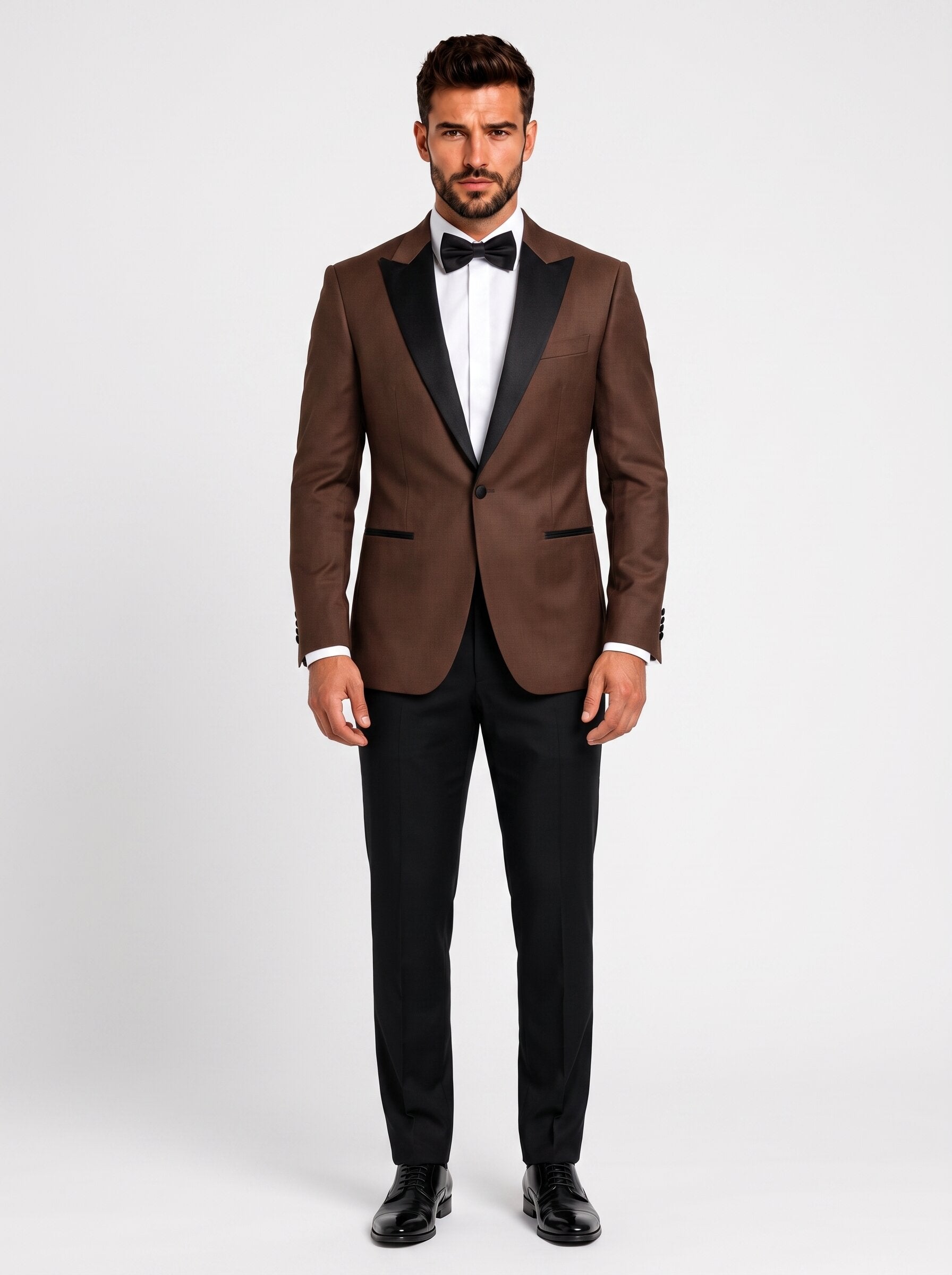 Men’s Chocolate Brown & Black 2 Piece Tuxedo