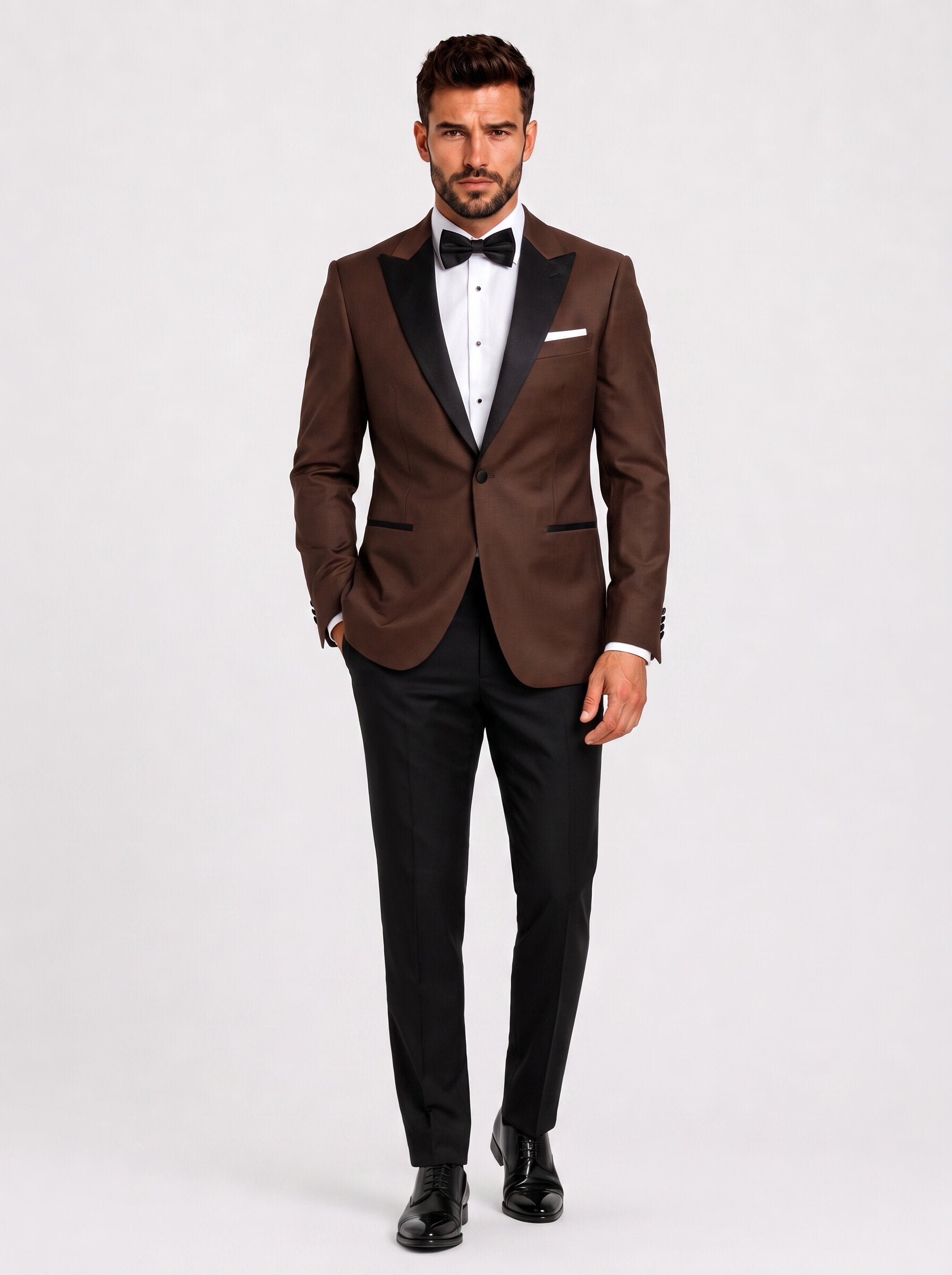 Men’s Chocolate Brown & Black 2 Piece Tuxedo