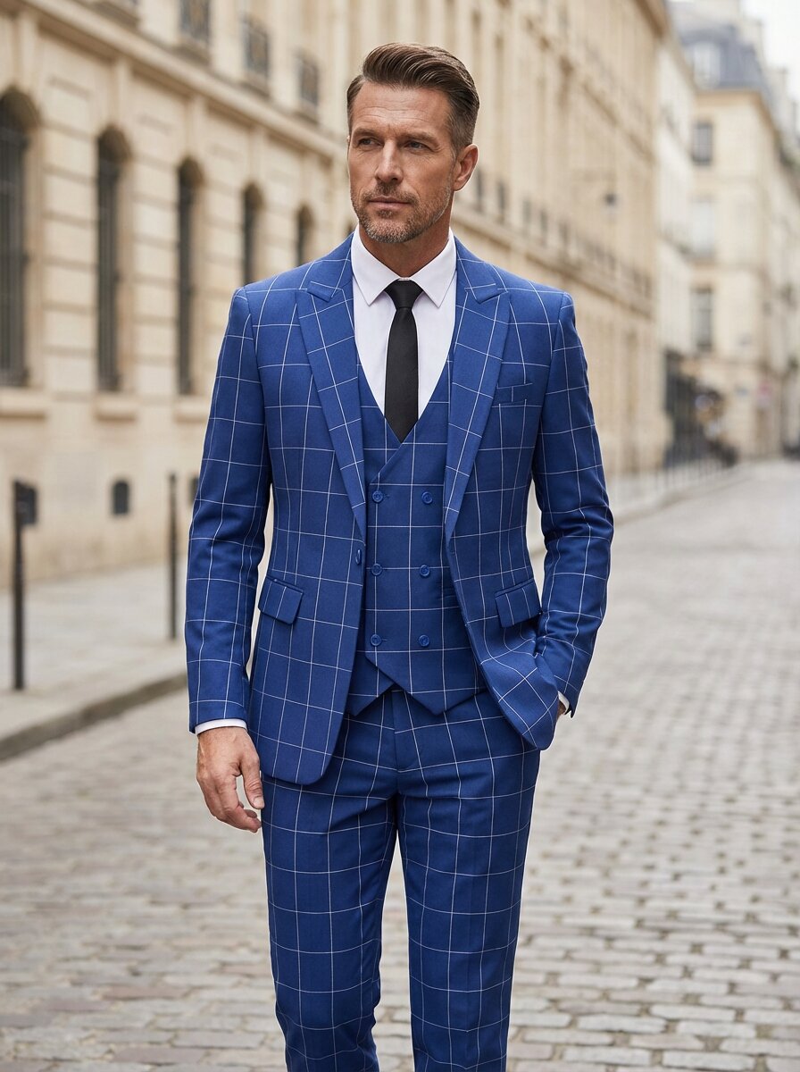 Men's Classic Check Three Piece Suit