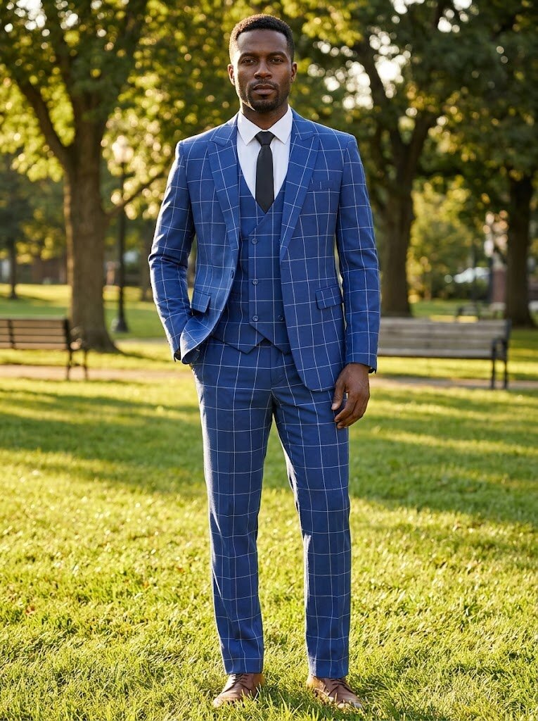 Men's Classic Check Three Piece Suit