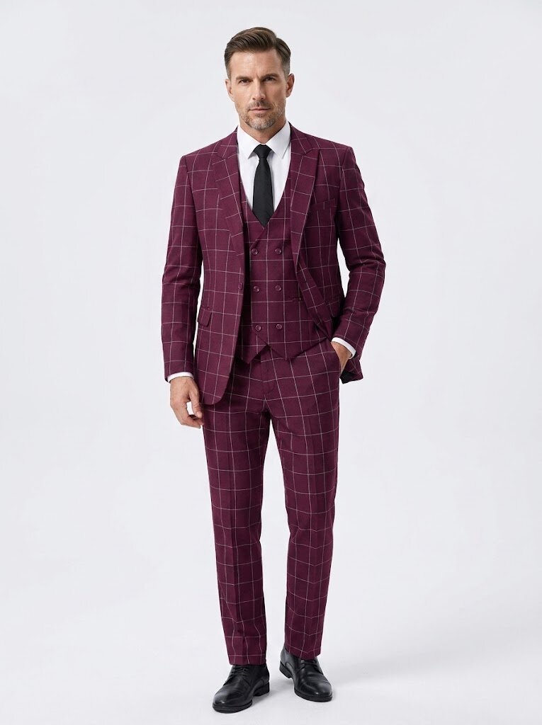 Men's Classic Check Three Piece Suit