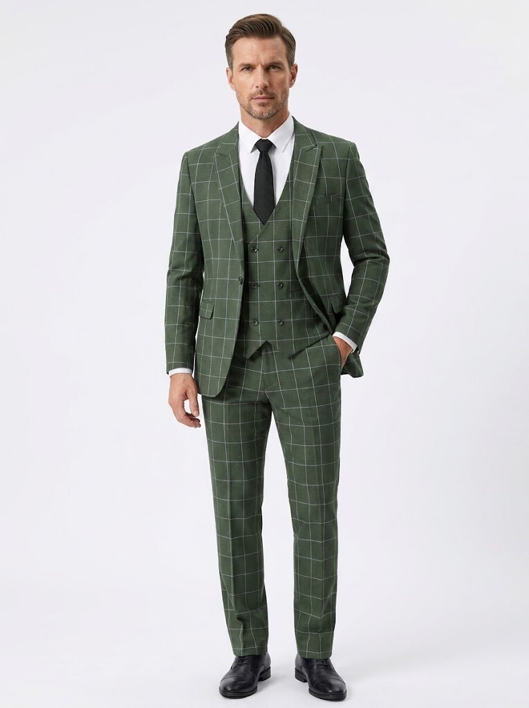 Men's Classic Check Three Piece Suit
