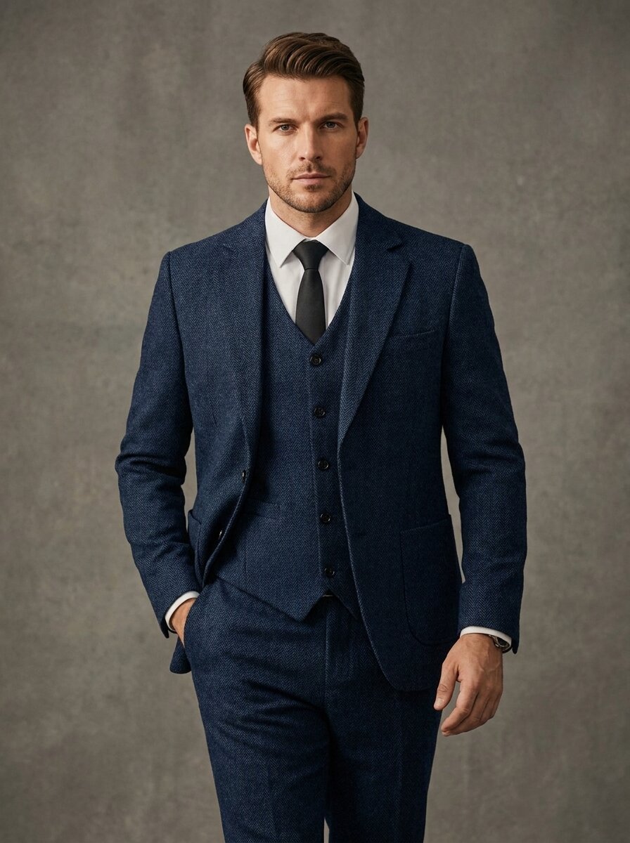 Men's Classic Regular Fit Tweed Suit
