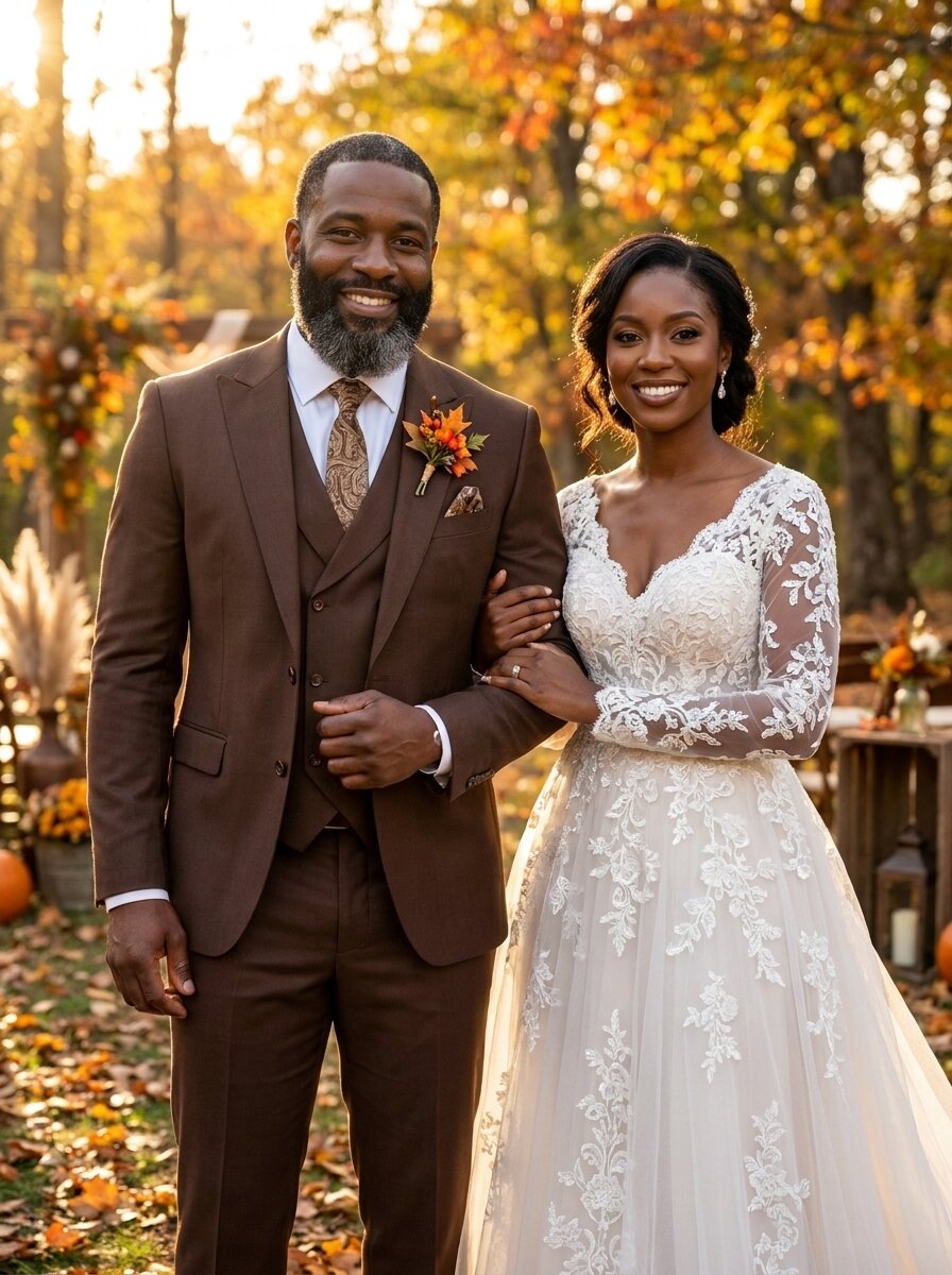 Men’s Brown 3 Piece Wedding Suit