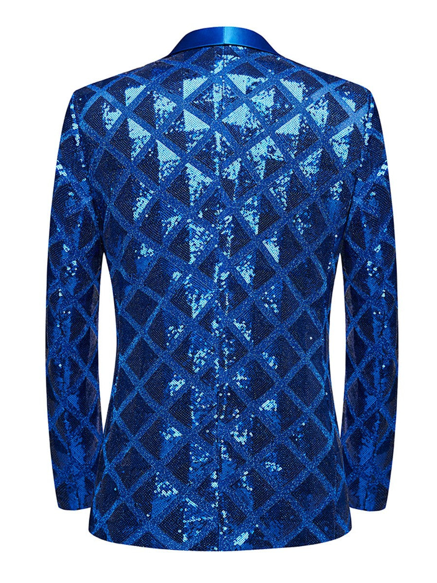 Men's Diamond Pattern Sequin Blazer
