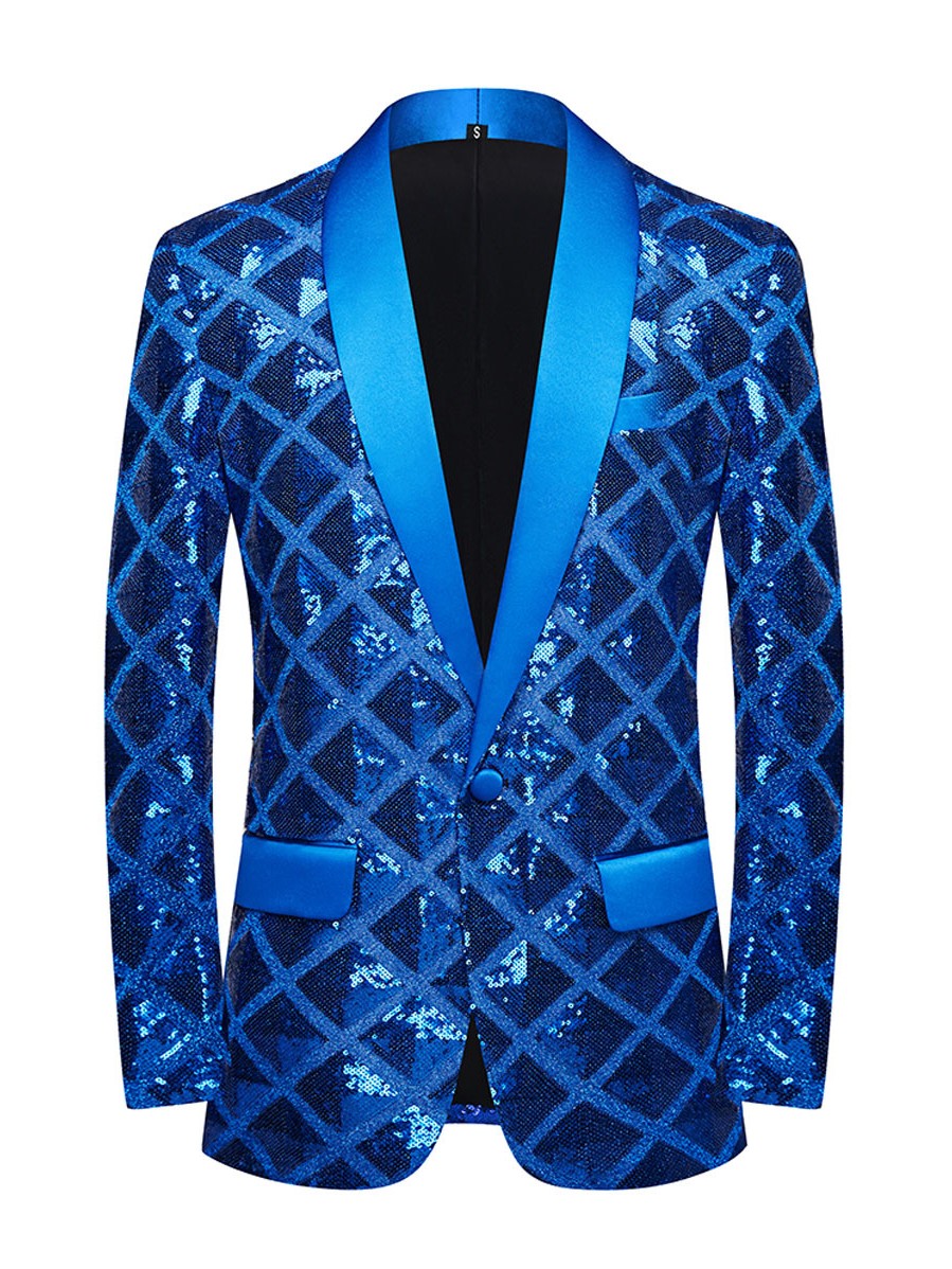 Men's Diamond Pattern Sequin Blazer