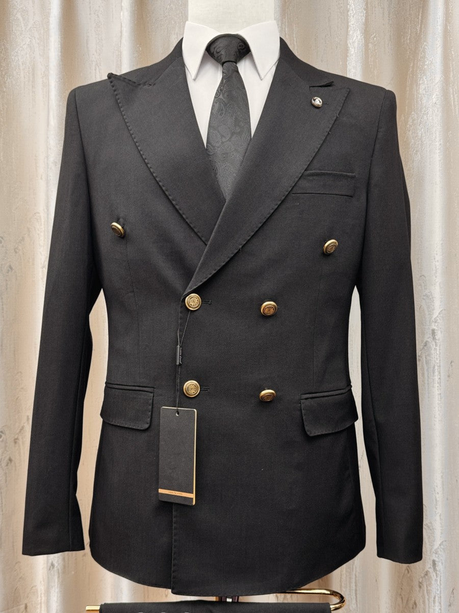 Men's Double Breasted Peak Lapel 2 Piece Suit