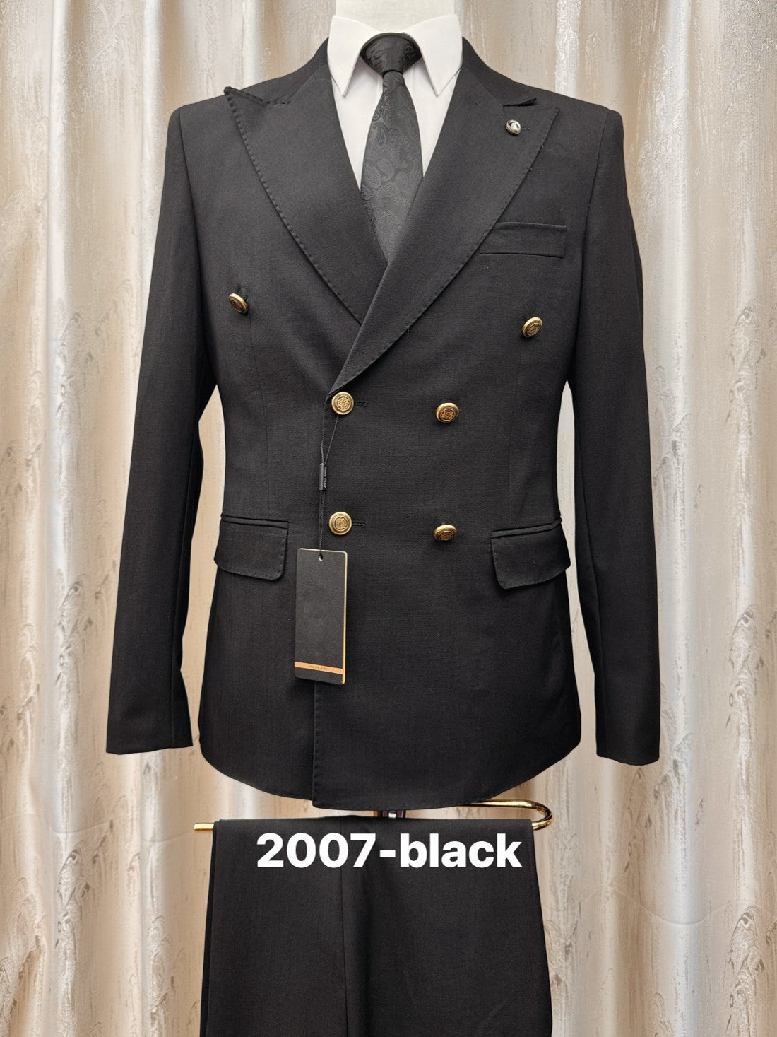 Men's Double Breasted Peak Lapel 2 Piece Suit