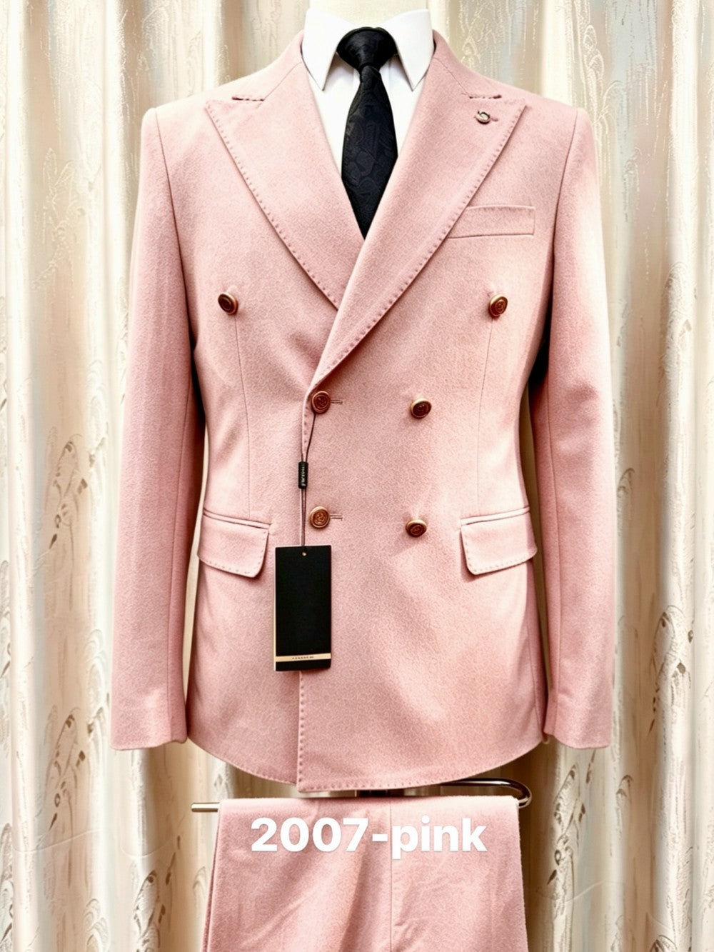 Men's Double Breasted Peak Lapel 2 Piece Suit