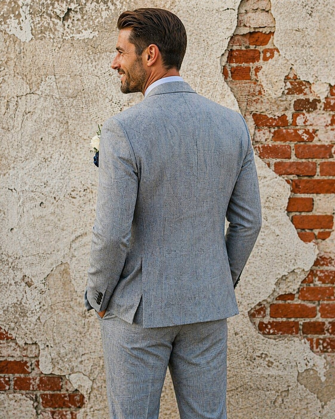 Men’s Glen Plaid Suit Slim Fit 3 Piece Tuxedos