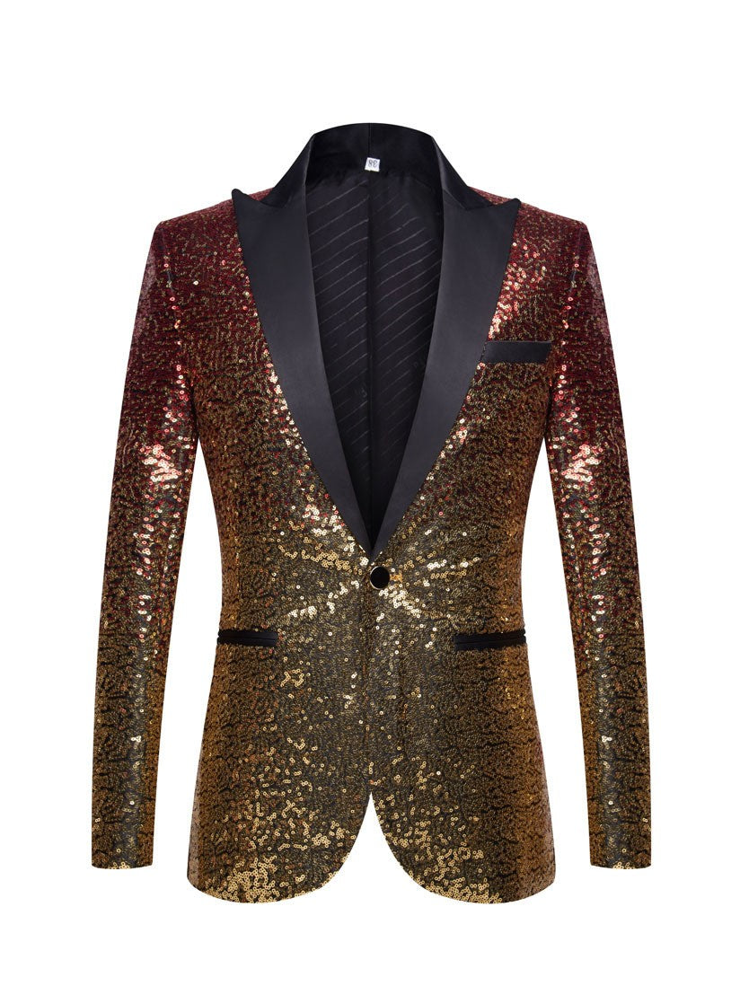 Men's Gradient Sequin Prom Blazer