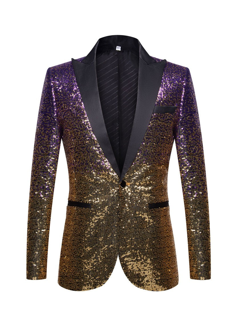 Men's Gradient Sequin Prom Blazer