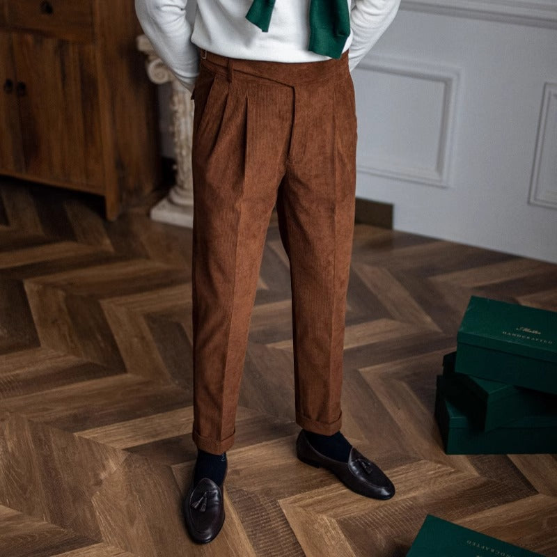 Men’s High-Waisted Corduroy Gurkha Trousers