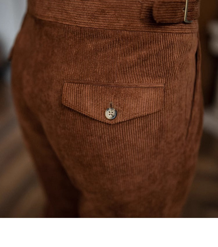 Men’s High-Waisted Corduroy Gurkha Trousers
