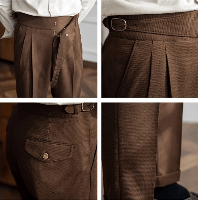 Men’s Italian High-Waisted Pleated Dress Pants