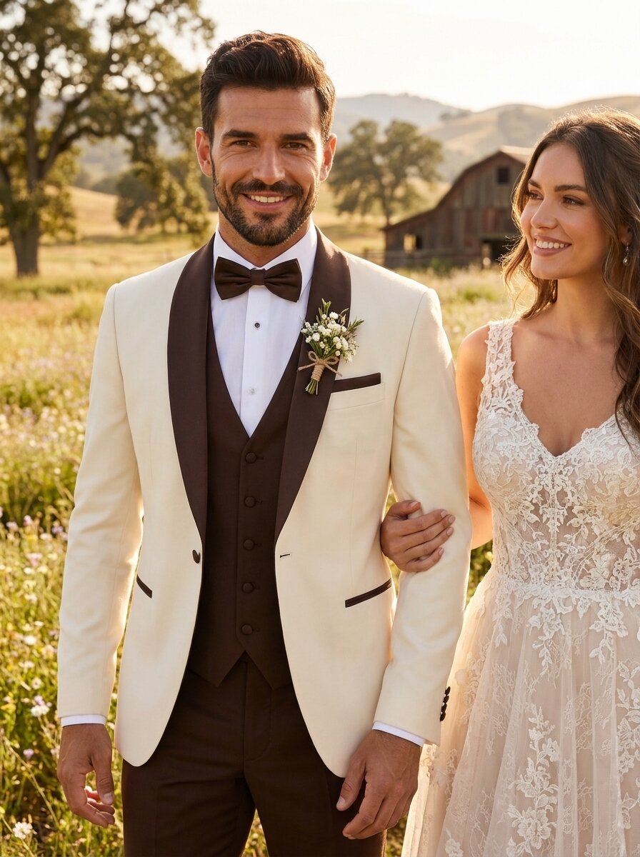 earth-tone wedding suit