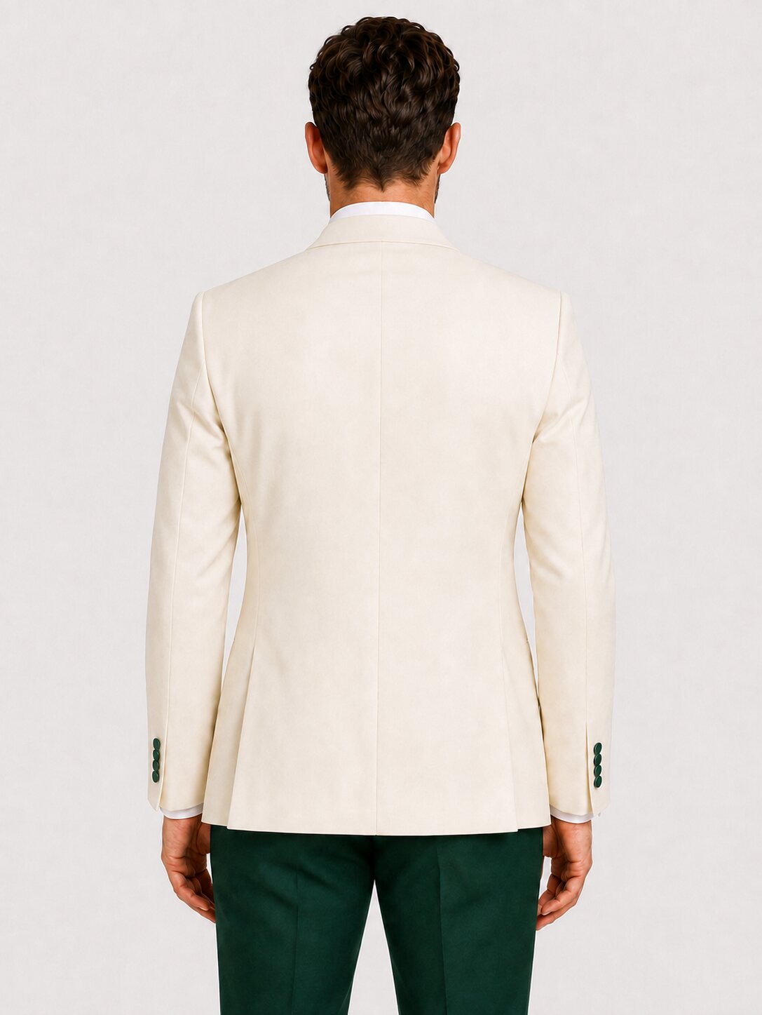 Men’s Ivory & Dark Green 3-Piece Peak Lapel Tuxedo