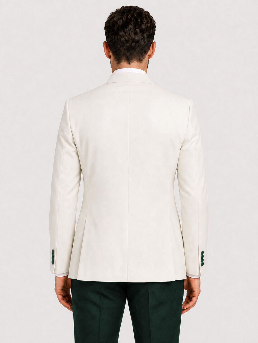 Men’s Ivory & Dark Green 3-Piece Peak Lapel Tuxedo