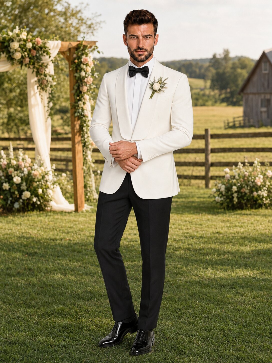 Men’s Ivory Extended Shawl Lapel 2-Piece Tuxedo