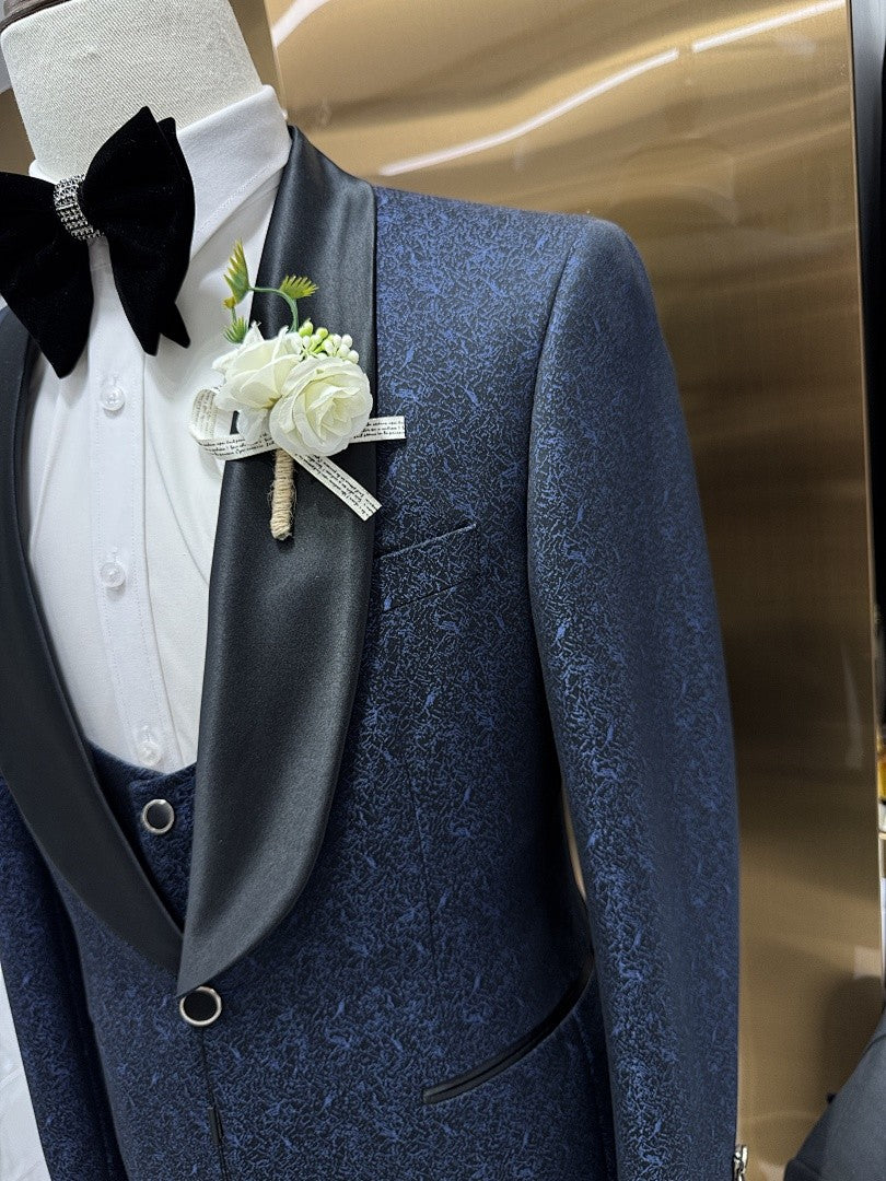 Men's Jacquard 3 Piece Tuxedo Suit