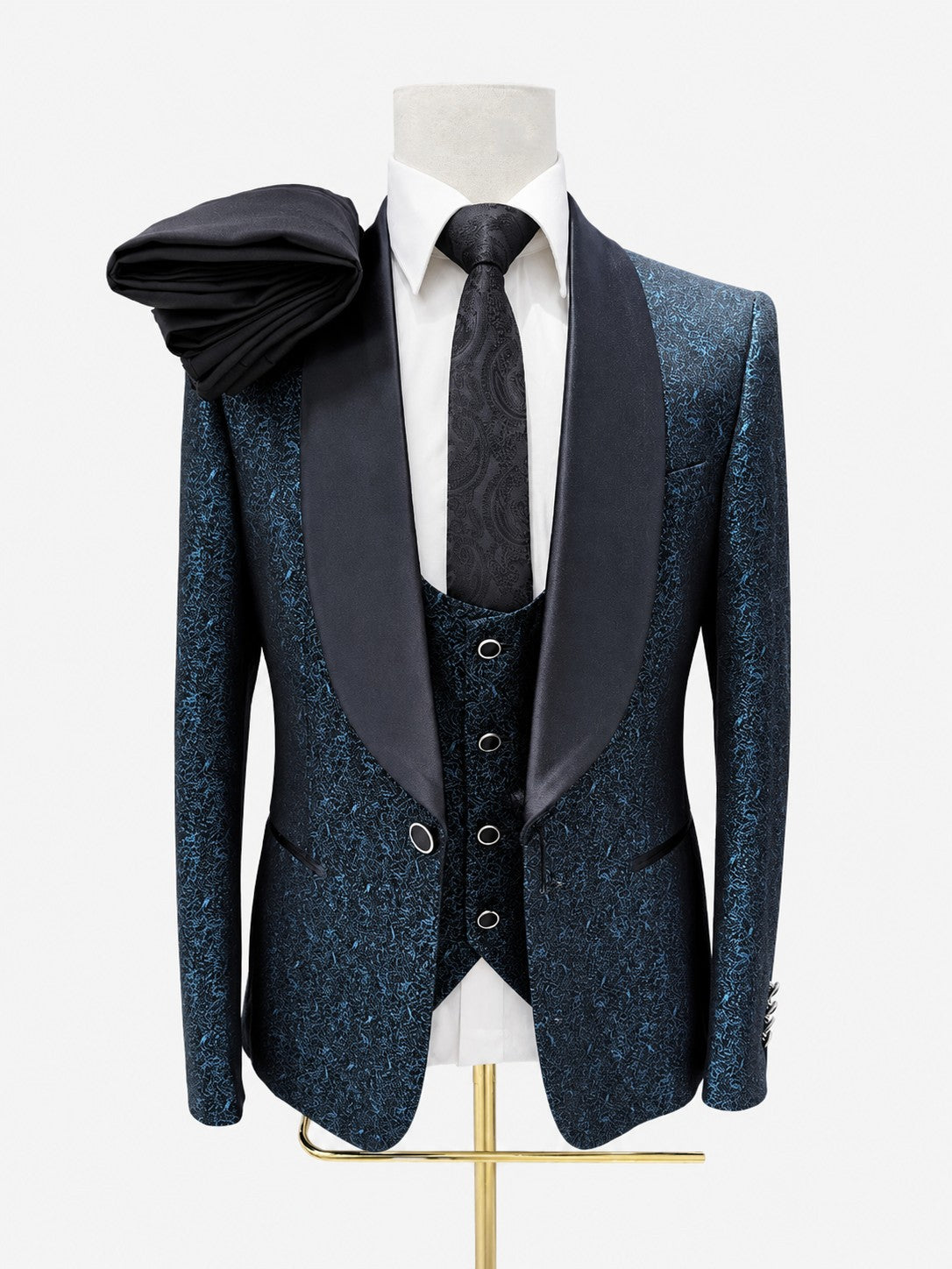 Men's Jacquard 3 Piece Tuxedo Suit